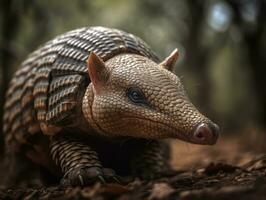 Armadillo portrait created with Generative AI technology photo