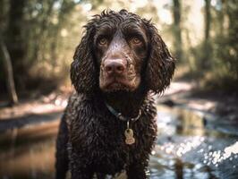 American Water Spaniel dog created with Generative AI technology photo