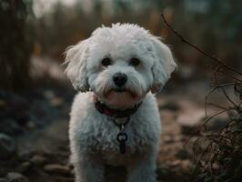 Bichon Frise dog created with Generative AI technology photo