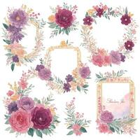 flower watercolor flower wreath set photo