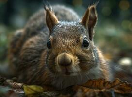 Squirrel portrait created with Generative AI technology photo