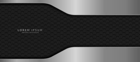 The dark background consists of reflective metallic lines. hexagonal metal texture background vector