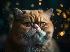 Exotic shorthair cat portrait close up created with Generative AI technology photo