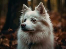 American Eskimo dog created with Generative AI technology photo