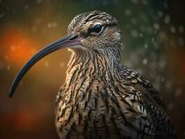 Curlew bird portrait created with Generative AI technology photo