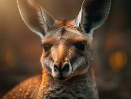 Kangaroo portrait created with Generative AI technology photo