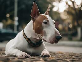 Bull Terrier dog created with Generative AI technology photo