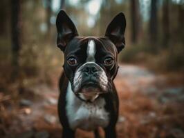 Boston Terrier dog created with Generative AI technology photo