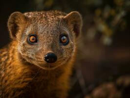 Mongoose portrait created with Generative AI technology photo