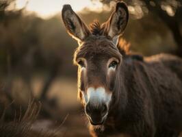 Donkey portrait created with Generative AI technology photo