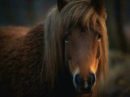 Pony portrait created with Generative AI technology photo