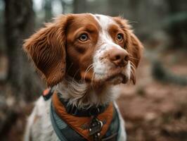 Brittany dog created with Generative AI technology photo