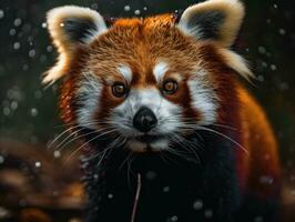 Red panda portrait created with Generative AI technology photo