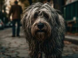 Bergamasco dog created with Generative AI technology photo
