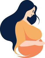 Hand Drawn Mother or pregnant woman in flat style vector