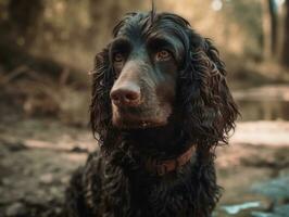 American Water Spaniel dog created with Generative AI technology photo