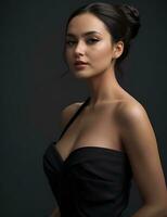 A Beautiful Black Dress Girl Photography - AI Generated photo