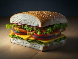 Sandwich in black background - AI Generative photo