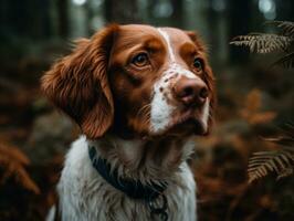 Brittany dog created with Generative AI technology photo