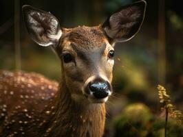 Deer portrait created with Generative AI technology photo