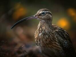 Curlew bird portrait created with Generative AI technology photo