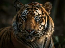 Tiger portrait created with Generative AI technology photo