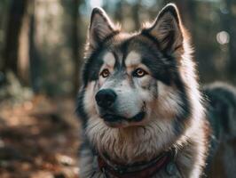 Alaskan Malamute dog created with Generative AI technology photo