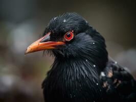 Chough bird portrait created with Generative AI technology photo