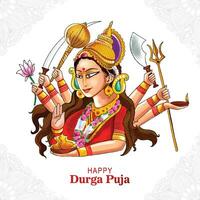 dios indio durga en feliz durga puja subh navratri fondo vector