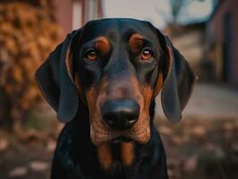 Black and Tan Coonhound dog created with Generative AI technology photo