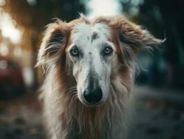 Borzoi dog created with Generative AI technology photo