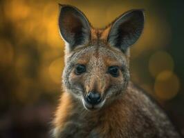 Wallaby portrait created with Generative AI technology photo