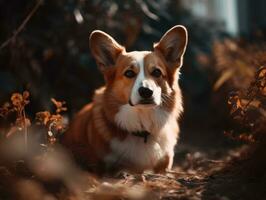 Corgi dog created with Generative AI technology photo
