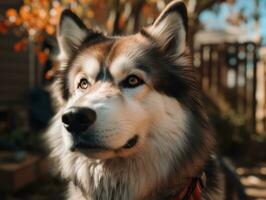 Alaskan Malamute dog created with Generative AI technology photo