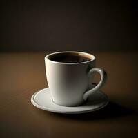 Close up Coffee Cup on Wooden Table AI Generated photo