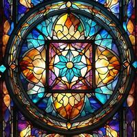 Vibrant colors Stained Glass Window Illustration AI Generated photo