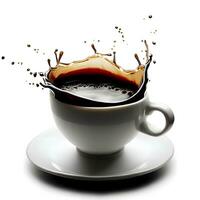 celebrar internacional café día con líquido café chapoteo ai generativo foto