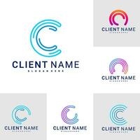 Set of Modern and Minimal letter C logo. Simple initial C monogram logo design vector template.