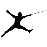 silhouette of the movement of a fencing player vector