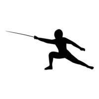 silhouette of the movement of a fencing player vector