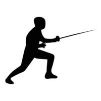 silhouette of the movement of a fencing player vector