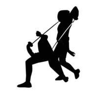 silhouette of the movement of a fencing player vector