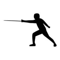 silhouette of the movement of a fencing player vector