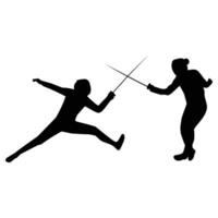 silhouette of the movement of a fencing player vector