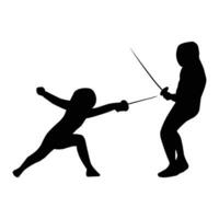 silhouette of the movement of a fencing player vector