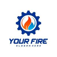 Modern gear fire logo concept or icon design. Vector illustration