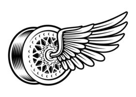 Car disk with a wing vector illustration
