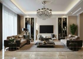 Luxury modern living room with elegant decoration AI Generated photo