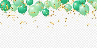 realistic green balloons vector illustration banner party, grand opening and greeting card