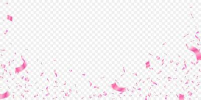 celebration background template with pink confetti illustration. happy new year, holiday decorative tinsel element for design vector